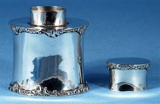 An Edwardian silver tea caddy and cover, Height 90mm Weight 4.4oz/126 grms